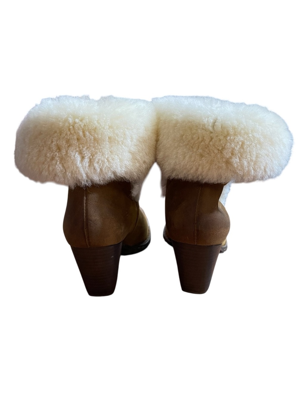 Born Donna Brown Leather Shearling Boots Genuine Sheepskin Lined Women’s 8 - Picture 4 of 13
